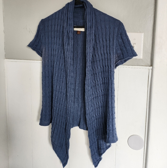 Sonoma short sleeve cardigan shawl small navy blue knit - Picture 2 of 5
